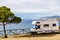 Caravan on seaside cliff, Spain