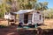 Caravan Set Up By Travellers Visiting Undara Volcanic National Park