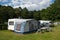 Caravan and shelter at the camping