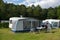 Caravan and shelter at the camping