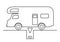 Caravan and sump, black and white  vector icon