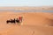 Caravan with tourists in the sahara desert