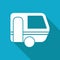 Caravan trailer illustration. Traveling simple flat vector icon