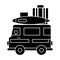 caravan, travel camping trailer icon, vector illustration, sign on isolated background