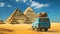 Caravane passing giza pyramids
