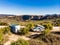 Caravans with solar panels on roof camping on nature