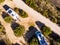 Caravans with solar panels on roof camping on nature