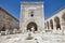 Caravanserai patio and arcade in Sultanhani. Silk road route. Turkey