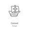 caravel icon vector from portugal collection. Thin line caravel outline icon vector illustration. Linear symbol for use on web and