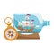 Caravel ship antique in bottle