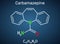 Carbamazepine, CBZ, C15H12N2O  molecule. It is anticonvulsant and analgesic drug, used in therapy of epilepsy and trigeminal