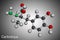 Carbidopa molecule. It is dopa decarboxylase inhibitor used for treatment of idiopathic Parkinson disease. Molecular model. 3D