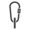 Carbine solid icon, World snowboard day concept, Hiking carabiner sign on white background, Carbine equipment icon in