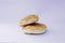 carbohydrate food 2 stacked white bread on plain background