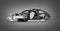 Carbon body car with metal elements on black gradient background 3d illustration
