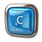 Carbon C chemical element from the periodic table blue icon