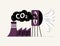 Carbon Capture Technology net CO2 footprint development strategy. Vector illustration with metaphor catching butterflies