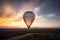 carbon dioxide balloon rising into the air, with sunset in the background