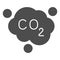 Carbon dioxide formula solid icon. Air emissions CO2, smog cloud. Oil industry vector design concept, glyph style