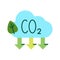 carbon dioxide gas emission reduction color flat icon.