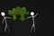 Carbon emission reduction and environmental sustainability concept. Stick figure in dark black