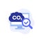 carbon emission research icon, vector