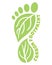 Carbon Footprint icon from foot shape. CO2 ecological footprint symbols with green leaves. Greenhouse gas emission. Environmental