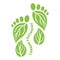 Carbon Footprint icon from foots shape. CO2 ecological footprint symbols with green leaves. Greenhouse gas emission. Environmental