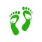 Carbon footprint. Reduce carbon emissions. Green symbol of global warming. Protection of ecology, environment. Human