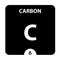 Carbon symbol. Sign Carbon with atomic number and atomic weight. C Chemical element of the periodic table on a glossy white