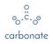 Carbonate anion, chemical structure. Skeletal formula.