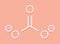 Carbonate anion, chemical structure. Skeletal formula.