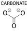 Carbonate anion molecule, chemical structure. Skeletal formula.