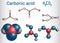 Carbonic acid H2CO3 molecule . It is also solution of carbon