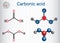 Carbonic acid H2CO3 molecule Structural chemical formula and