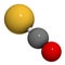 Carbonylsulfide (COS) molecule. Foul smelling gas, naturally present in the atmosphere and in cheese, cabbage, etc