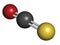 Carbonylsulfide (COS) molecule. Foul smelling gas, naturally present in the atmosphere and in cheese, cabbage, etc