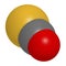 Carbonylsulfide (COS) molecule. Foul smelling gas, naturally present in the atmosphere and in cheese, cabbage, etc