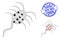 Carcass Mesh Infection Microbe Pictograms with Coronavirus Nodes and Rubber Round Micro Seal