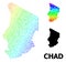 Carcass Polygonal Map of Chad with Red Stars