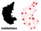 Carcass Polygonal Map of Karnataka State with Red Stars