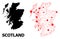 Carcass Polygonal Map of Scotland with Red Stars