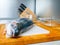 The carcass of the salmon rests on the cutting board on the kitchen table.