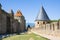 CARCASSONE, FRANCE - JULY 7, 2016: Fortress Carcassonne, Languedoc, France