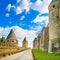 Carcassonne Cite, medieval fortified city on sunset. Unesco site, France