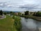 Carcassonne, France. View from the bridge to the river and the village.