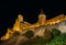 Carcassonne medieval fortress night view, old walls and towers h