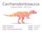 Carcharodontosaurus. Theropoda dinosaur. Colorful vector illustration of prehistoric creature carcharodontosaurus and