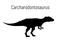 Carcharodontosaurus. Theropoda dinosaur. Monochrome vector illustration of silhouette of prehistoric creature