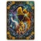 The Card Back Design about Mystery Mythical Creatures from Middle Ages and Medieval. Dragon, Phoenix and Sphinx